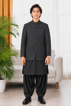Black Coat Style 3-Piece Shalwar Kameez for Teenagers