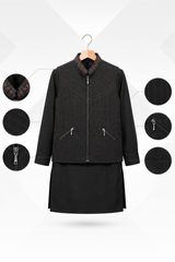 Black Embroidered 3-Piece Waistcoat Suit for Teenagers
