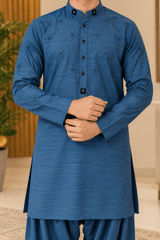 Premium Blue Cotton Shalwar Kameez for Teenagers