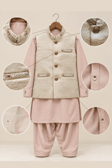 Blush Pink & Ivory 3-Piece Waistcoat Suit for Teenagers