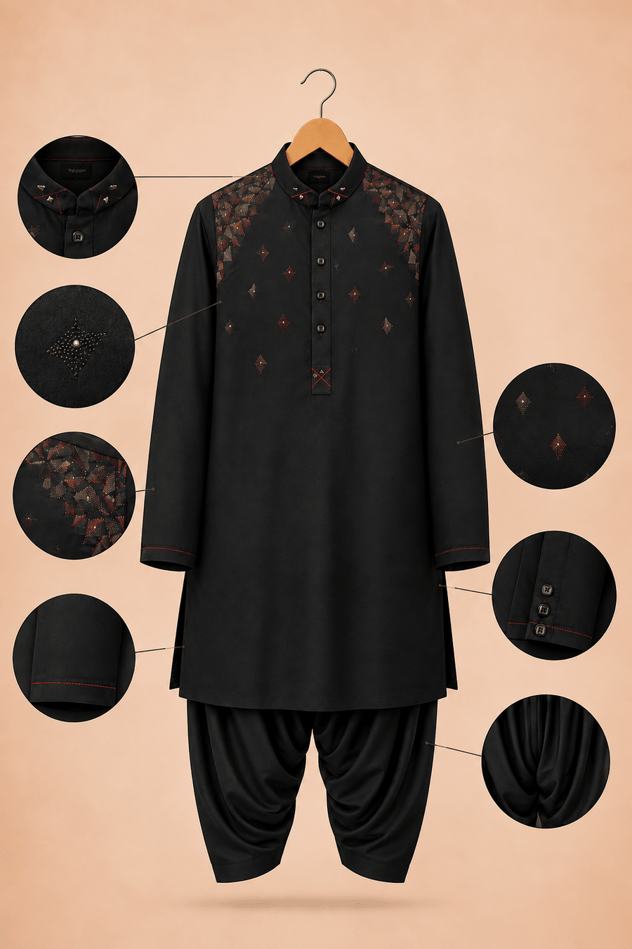 Premium Black Cotton Shalwar Kameez for Teenagers