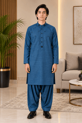 Premium Blue Cotton Shalwar Kameez for Teenagers